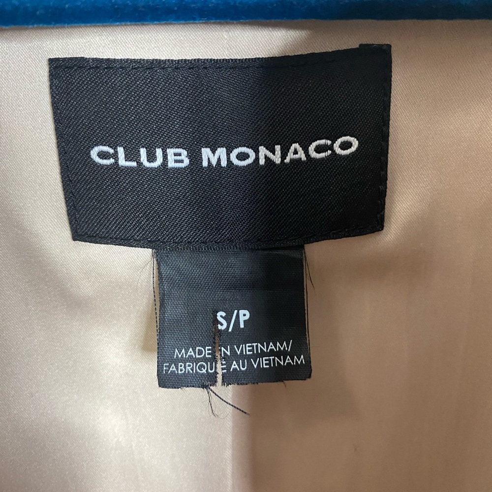 Club Monaco Cream Wool Blend Leather Cuff Pea Coat Women's Small - Picture 4 of 8
